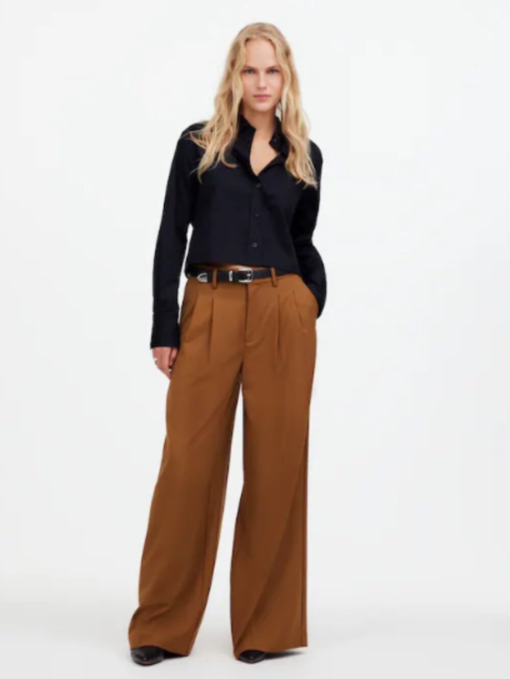 NWT Madewell Harlow Super Wide Trouser Camel Brown Size 4
